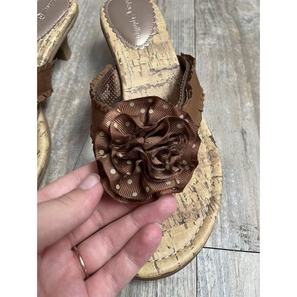 Lindsay Phillips Kitten Heel Size 8 Brown Y2K SwitchFlops Floral - Picture 11 of 12